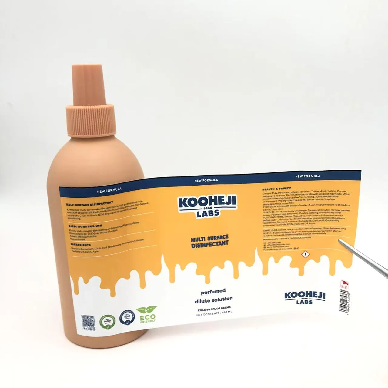 Štítky na balení dezinfekčních lahví